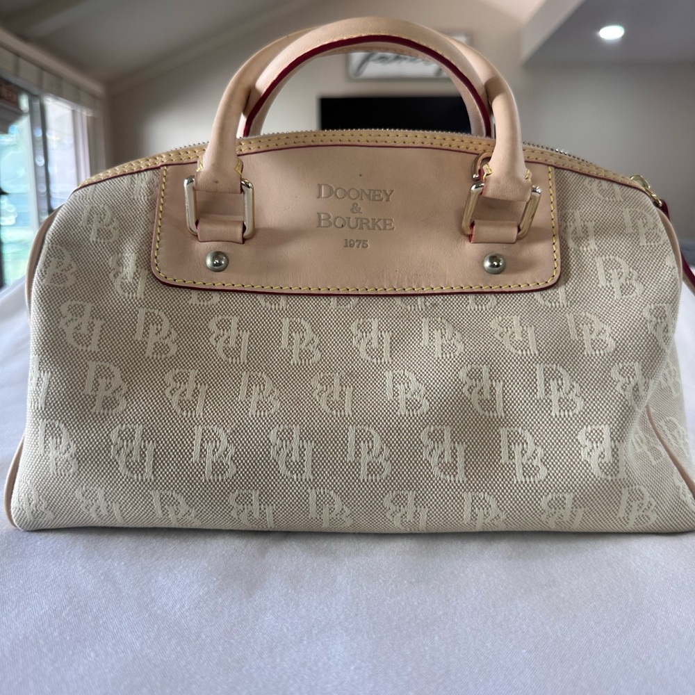 Dooney & Bourke Beige and Cream Logo Satchel